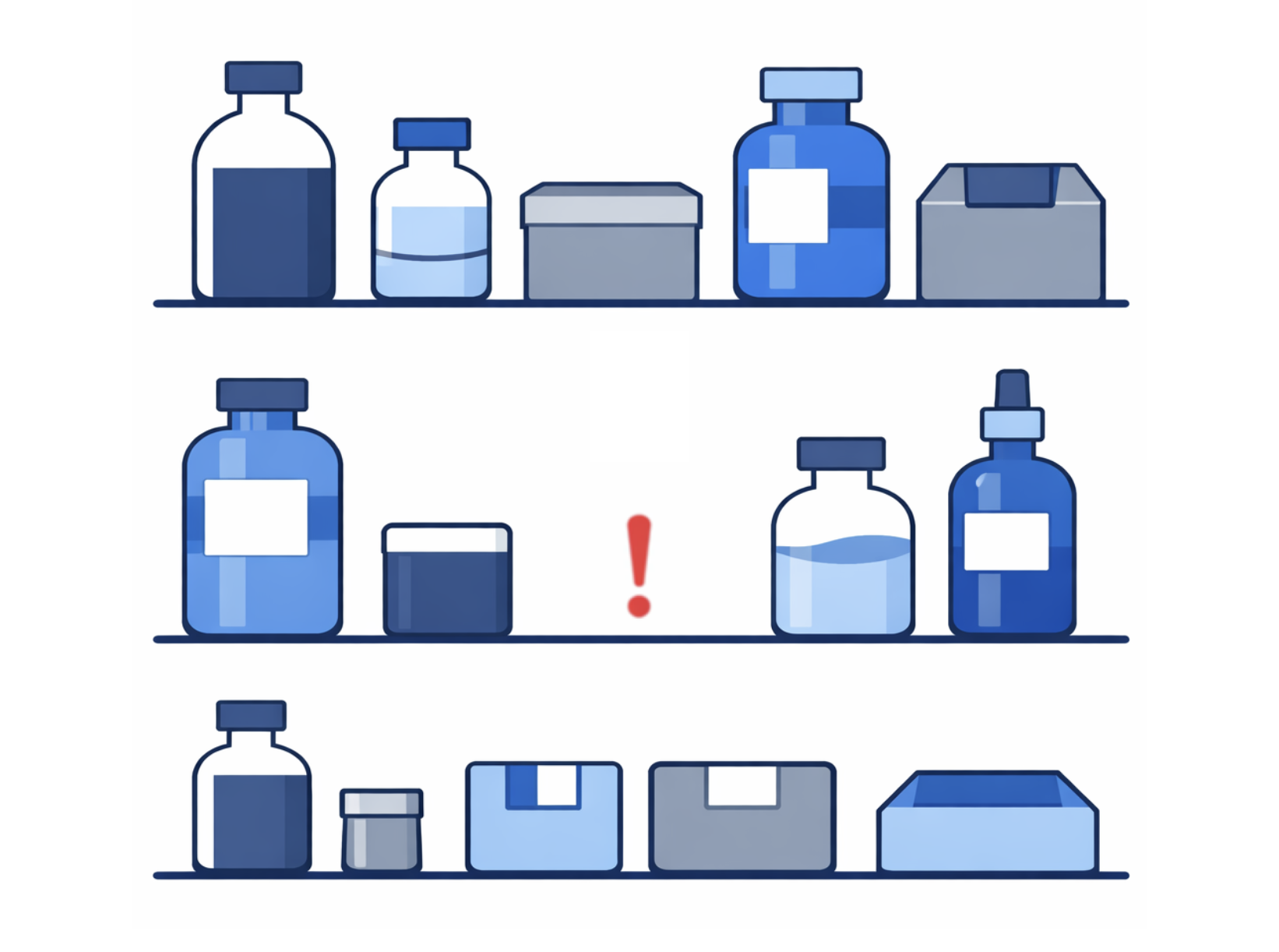 Empty lab storage shelf illustrating inventory shortages